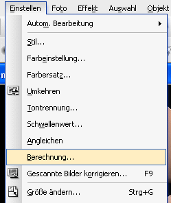 Men&uuml; Einstellen - Berechnen